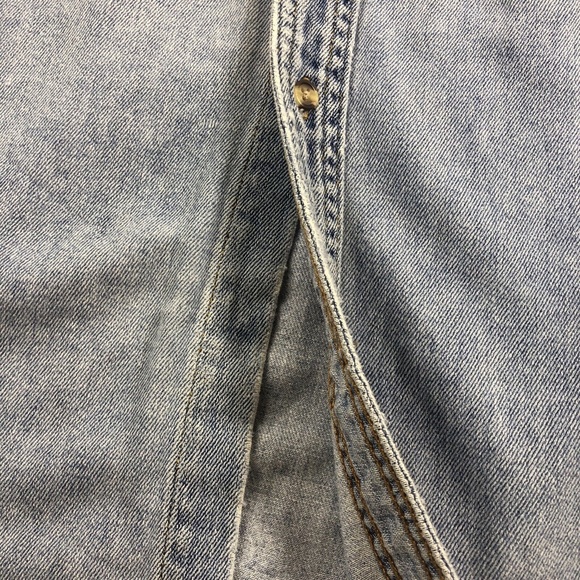 Vintage 90s Disney Store Distressed Embroidered Mickey Mouse Pocket Denim Shirt - Picture 5 of 10